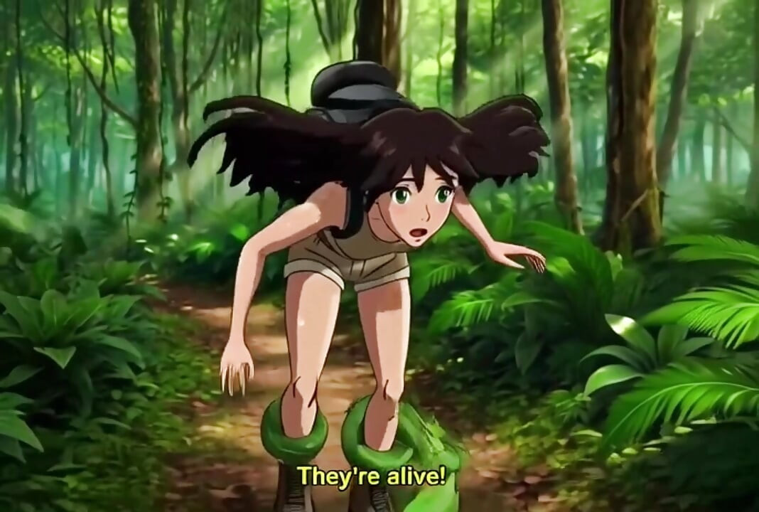 Explorer girl bound in teasing vines that give her  Bound in teasing vines that  intimate pleasure