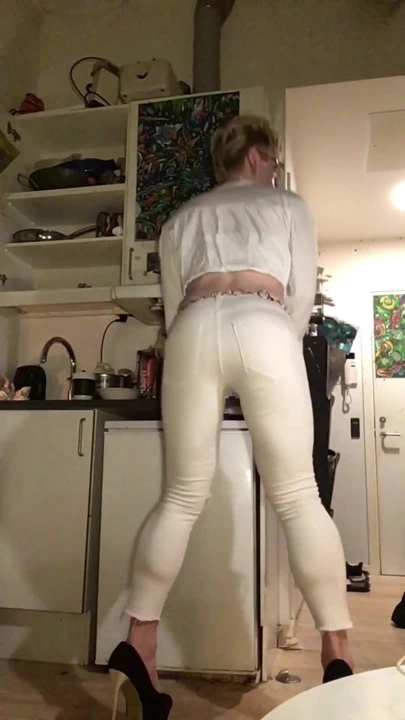 SissyWhiteboi Jes Brinch in white jeans | Clip 1