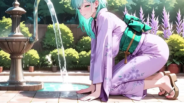 Mor kimono tanrıçası! Kırmızı Torii kapısının altındaki ıslaklığı kaldıramıyorum