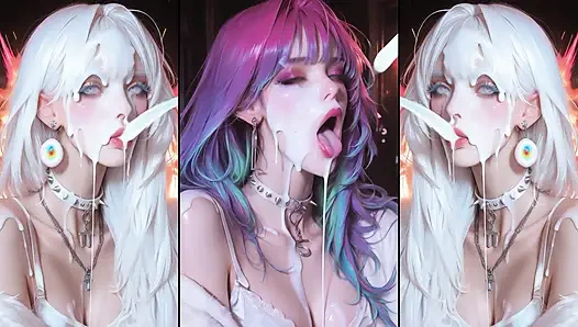 Anime karakterleri yüzlerini tamamen dölle kaplıyor.