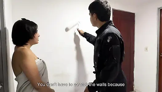 Evim için seksi bir ressam tutuyorum ama o kadar seksi ve ben o kadar azgınım ki beni sert bir şekilde becermesi için onu baştan çıkarmaya karar verdim