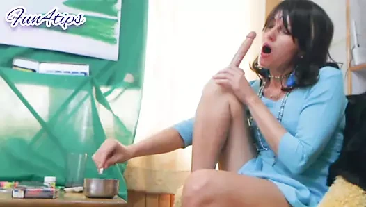 Sigara ve emme dildo da.