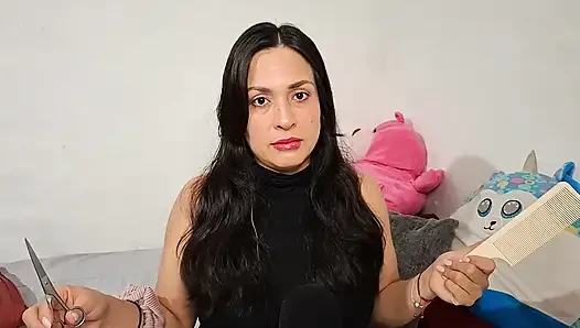 Asmr rol yapma kız arkadaşın saçını kesiyor