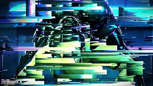 Ateşli latin kızlar cyberpunk barında büyük bir yarağı paylaşıyor - çifte sakso ve anal (4k yapay zeka animasyonlu)