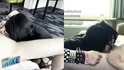 18 yaşındaki emo rüya kız Gwen inanılmaz derecede özensiz gırtlağına kadar alıyor ve taşak emiyor