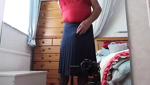 pileli etek ve naylon slip mastürbasyon