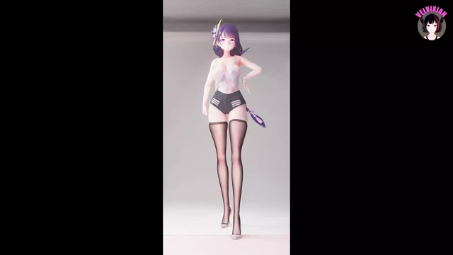 Genshin impact - seksi şort ve çoraplı kalın raiden dans ediyor (3d hentai)