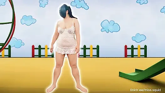 Beyaz iç çamaşırlı bayan kalamar egzersizleri