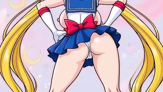 Sailor Moon sıkı kel götlü amcığını sallıyor