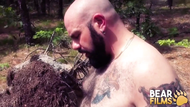 Bearfilms bears Marc Angelo ve Skott Locke açık havada üçlü sikişiyor