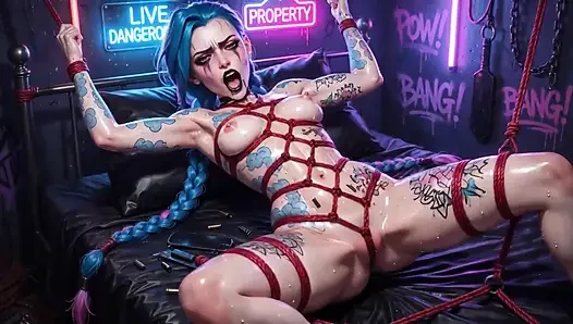 Açık jinx hentai derlemesi, ıslak parlak vücut, çoklu pozlar, arcane ai