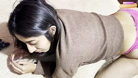 Husband surprised by big ass girl with anal balls in her ass