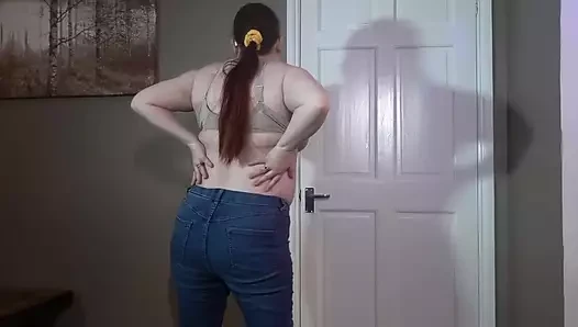MILF Haley stripping jeans and underwear
