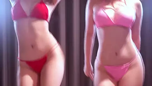 Miu ve ari'nin seksi bikinili vücutları