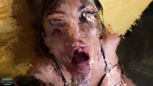 Bronzlaşmış ve formda bir orta yaşlı seksi kadın kendini bana ve götüne pizza teslim etti.