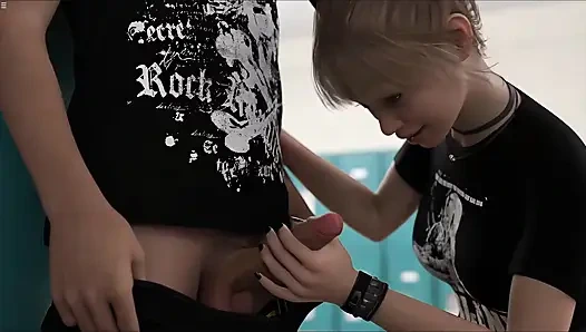 18 Plus School Girl Sucking Cock In Locker Room Cum Swallows