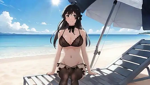 Deniz kenarında yapay zeka gotik güzellik.