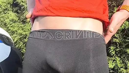 Skinny boy can't hold it any longer. Kneel down quickly so I can piss in your face