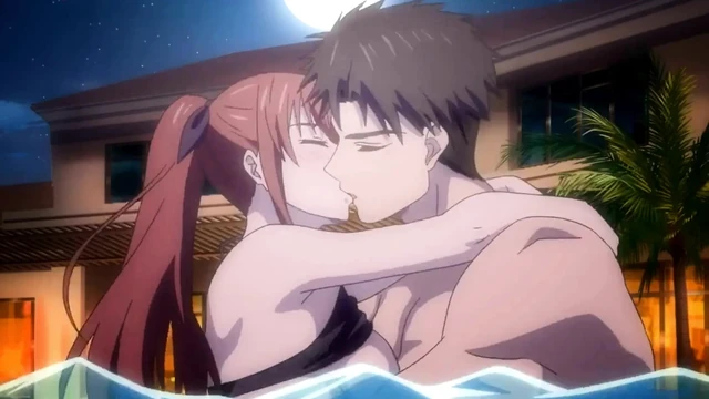 ''Потные тела, мокрые дыры'' После вечеринки-барбекю, ее мокрую киску трахнули в бассейне - хентай секс (нижняя)