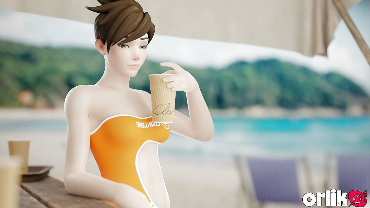 Tracer plajda sakso ve prezervatif sikişi ve vahşi anal binme ve meme sikişi boşalması - 3 boyutlu overwatch animasyonu