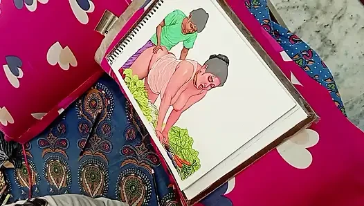 Seksi ama zavallı Hintli köylü kadın sebze parasını ödemek için bir sebze satıcısını sikiyor