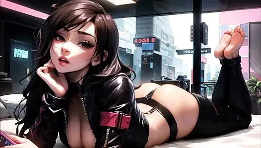 Cyberpunk Motorcycle Chick Rendez-Vous at the High Rise Hotel AI