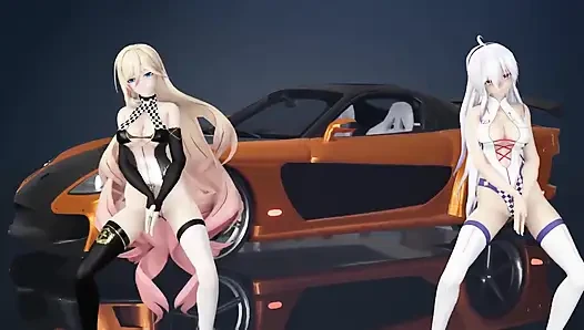 Çikolatalı kremalı duet striptiz; Siyah çoraplı; Beyaz çoraplı; Racing Leotards