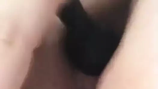 Getting her tight asshole ready for my brown cock