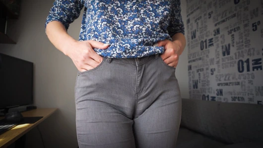 Naughty Colleague Shows Off Camel Toe In Tight Jeans