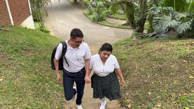A Busty Classmate Gives Him a Blowjob Instead of Studying, and Her Stepmother Catches Them