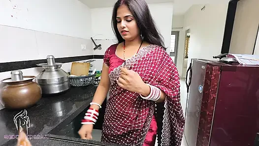 Soft || The newlywed bride was making pudding in the kitchen while her husband's brother-in-law secretly started fucking her.