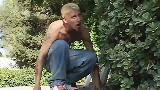 Black slut with huge tits sucks off a young white stud then gets drilled