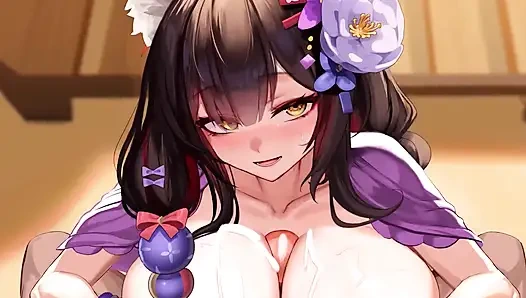 BLUE ARCHIVE XXX - Wakamo Kitsune Handjob & Beach Doggy Style (2D Animation)