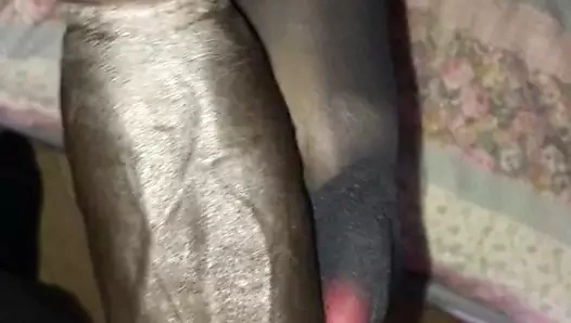 siyah ve peggy: kırmızı ayak ile penthyhose footjob