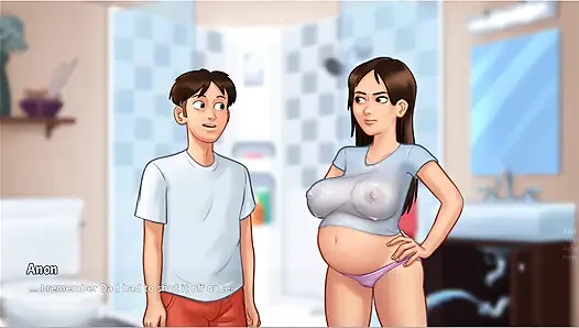 Yaz mevsimi efsanesi - oyun - rol yapma - ıslak gömlekli hamile genç kız ve genç kızın fotoğraf çekimi