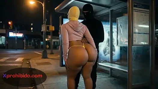 Big Ass Girlfriend Dancing Provocatively at Bus Stop