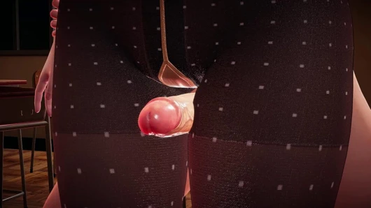 Naylon kaplı seksi öğretmen rino: 3 boyutlu animasyon - uyluk fetişi büyük yarak, paralel plank pozunda yakın çekim amcık manzaraları, dölleme