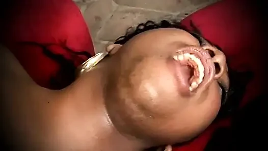 Curvy Black Cougar with Hairy Pussy Cumshot in Mouth by a Monster Black Cock