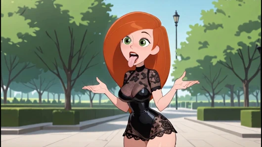 Kızıl saçlı çizgi film kız seksi siyah iç çamaşırı denemesi ai