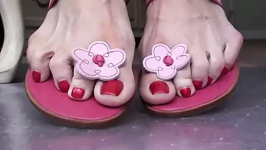 Toeloop softcore 1.5 kırmızı çivi pembe sandalet.