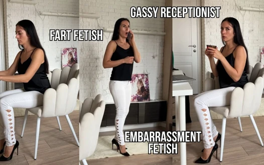 The Gassy Receptionist - Accidental Office Farting in Jeans