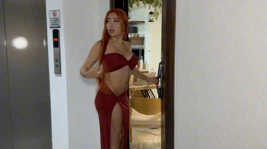 Hot Redhead Girl Next Door Invites White Guy Neighbor to Watch Movie
