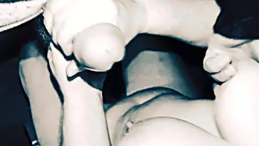 Mature with saggy tits jerks me off again.