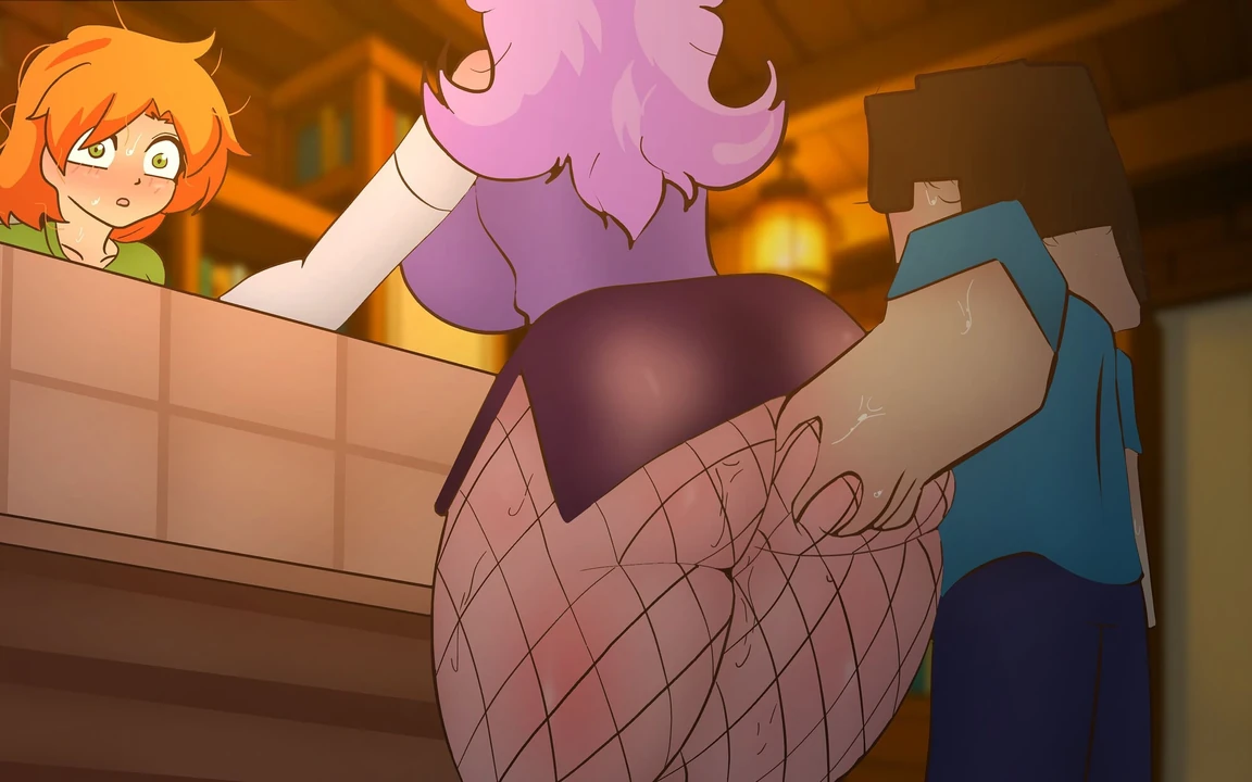 Full:Minecraft - Преследование женщины-посетительницы магазина! Хентай Аниме секс мультя, порно 2D 2025