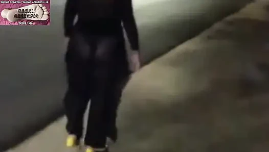 Mel showing off in public on the side of the road 13