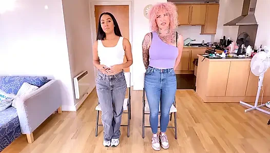 Courtney ve Phoenix: iş üstünde yakalandı, ağzı tıkalı, bağlı ve yağlandı (4k + bts)