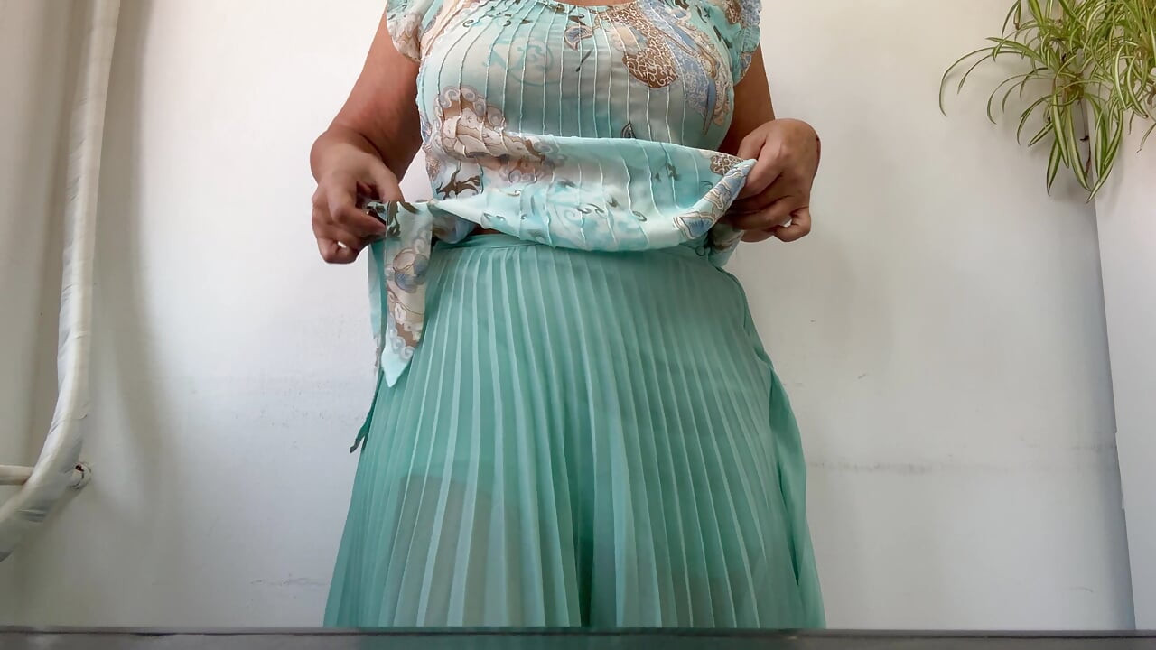 I'm horny again at the office and I lift my skirt and show my tits in public.