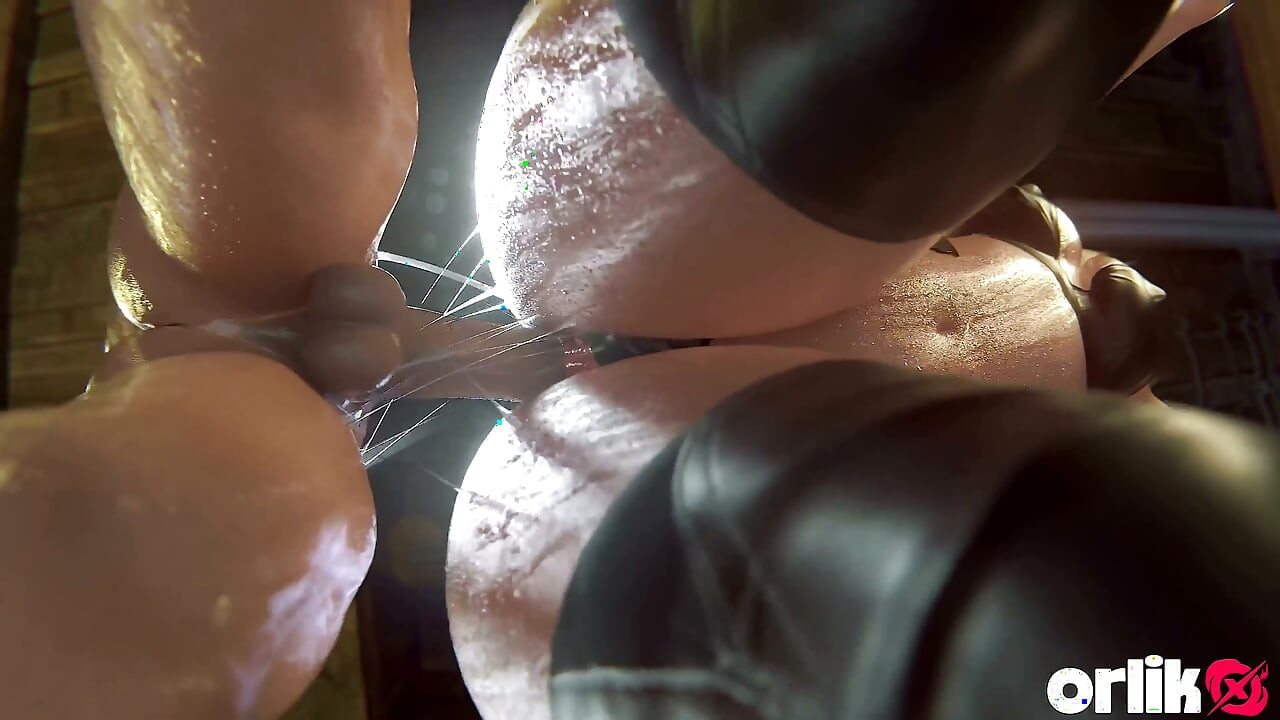 Ada Wong & Ashley Graham - Doggystyle Threesome in Mini-skirt - 3D Porn Animation