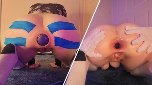 Delikli eldivenler ve taşak doldurma, çılgın anal kız