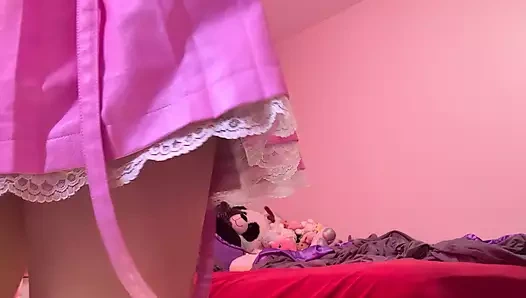 Sweet little young babe teasing daddy POV trying on underwear and talking dirty